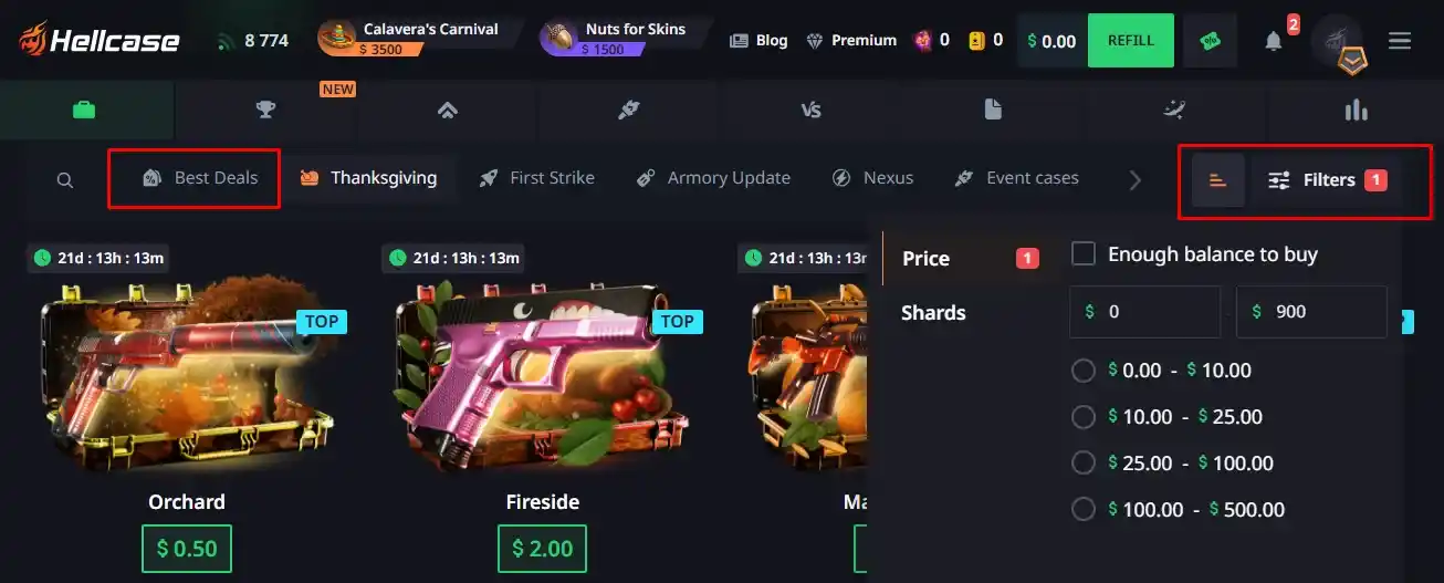 take advantage of the “Best Deals” section